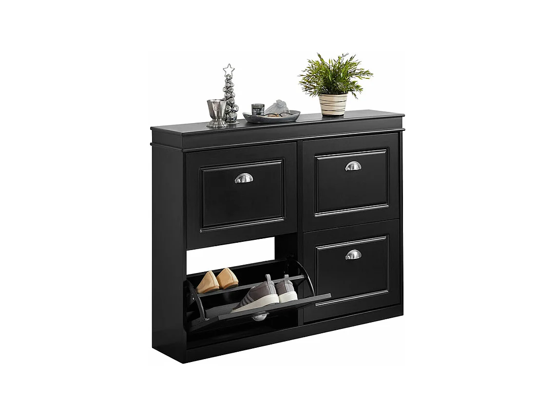Meuble de Rangement à Chaussures Armoire à Chaussures Commode à Chaussures 4 abattants, FSR79-SCH
