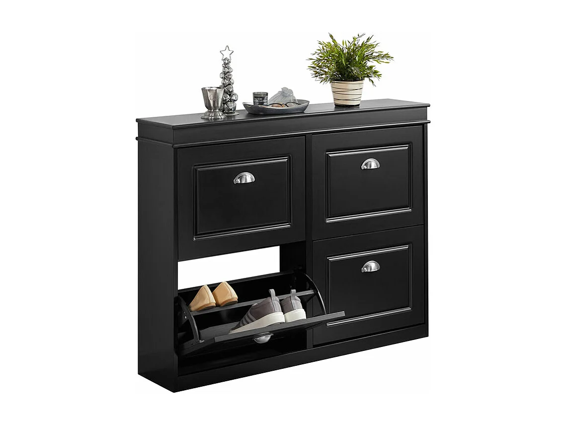 SoBuy FSR79-SCH Schoenenkast met 4 Kleppen Schoenenrek Schoenenkipper met 8 Planken