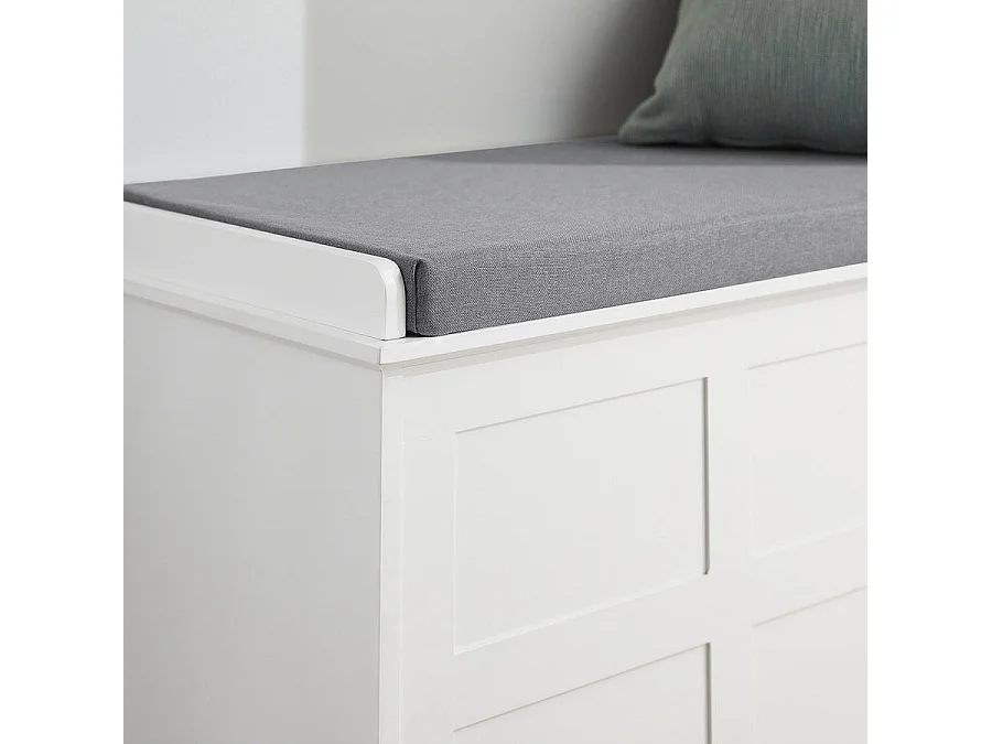 SoBuy FSR86-W Opbergbank met gestoffeerd kussen Lage kast Entree Schoenenkast Comfortabele bank met