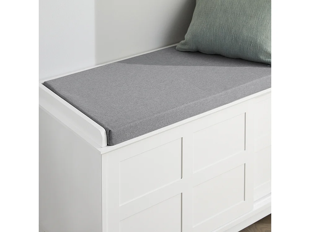 SoBuy FSR86-W Opbergbank met gestoffeerd kussen Lage kast Entree Schoenenkast Comfortabele bank met