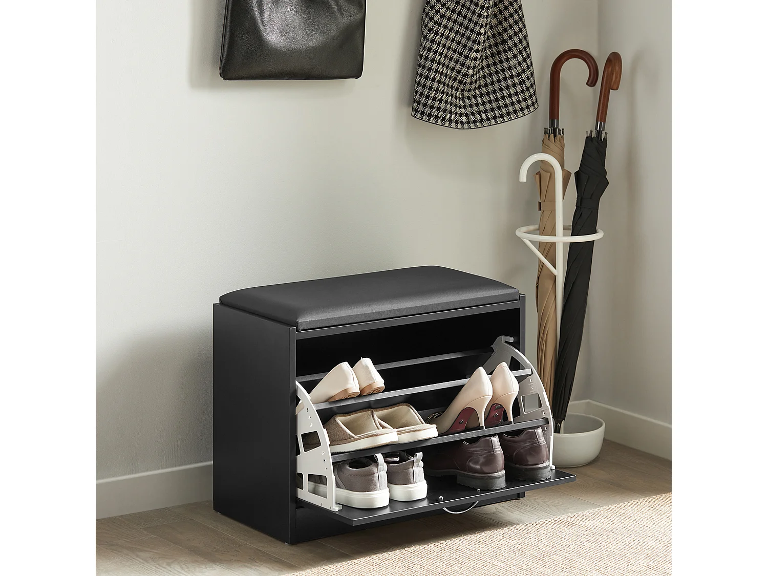 Sitzbank FSR16-SCH 60 x 47 x 30 cm Schwarz