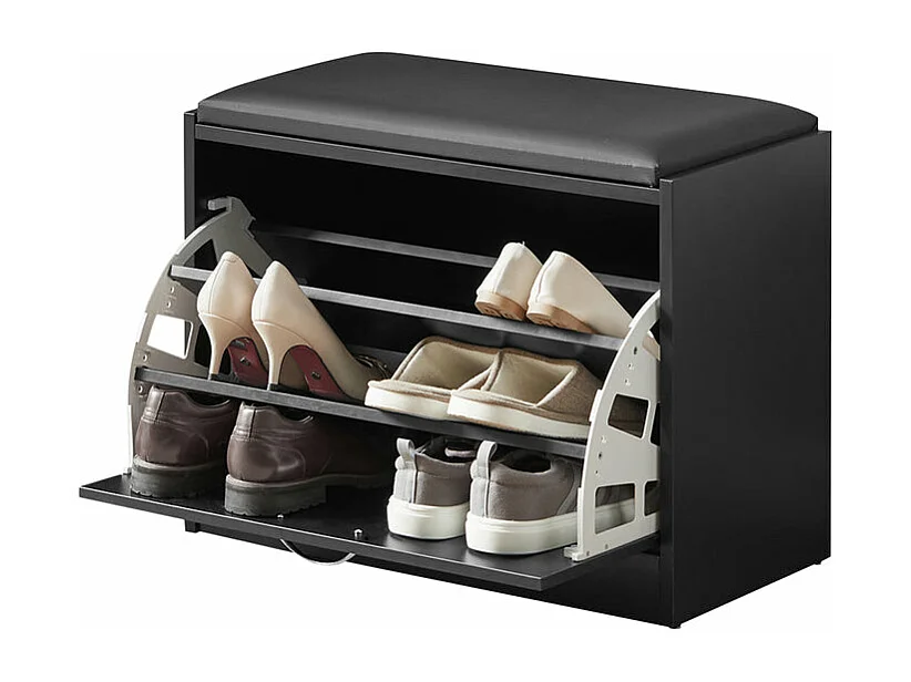 Banc Armoire À Chaussures 1 Abattant Avec Coussin Meuble D’entrée Coffre, Fsr16-sch