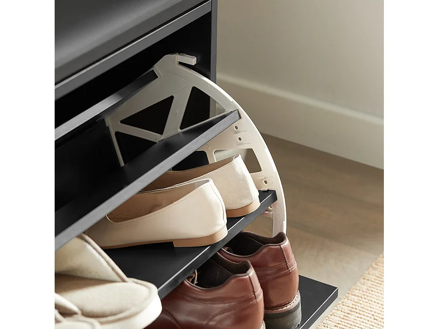 Banc Armoire À Chaussures 1 Abattant Avec Coussin Meuble D’entrée Coffre, Fsr16-sch