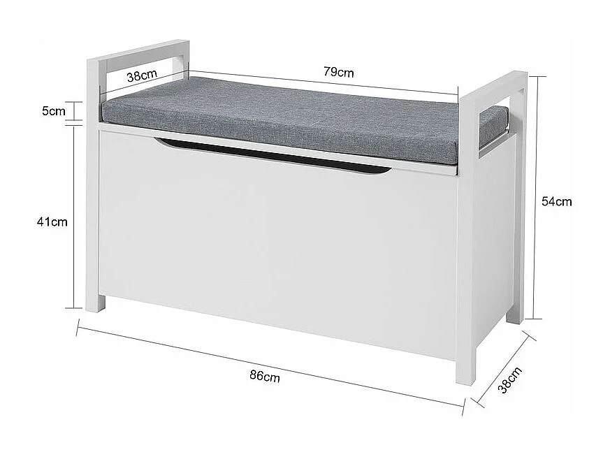 Banc de Rangement Meuble Bas Entrée avec Coussin Rembourré,  Rangement Jouets pour Enfants, FSR76-W