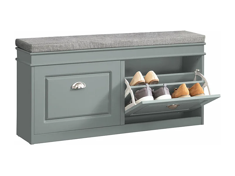 Banc de Rangement à Chaussures Armoire à Chaussures 2 Abattants avec Coussin Confortable, FSR64-HG