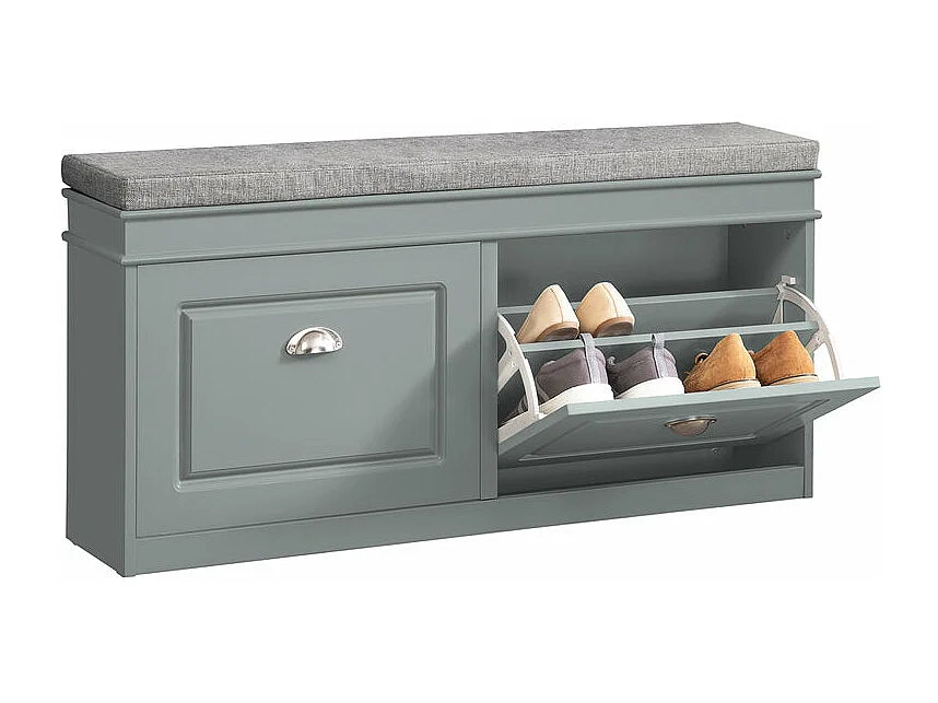 Banc de Rangement à Chaussures Armoire à Chaussures 2 Abattants avec Coussin Confortable, FSR64-HG