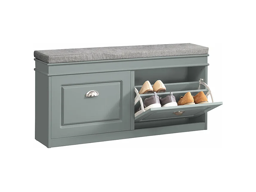 Banc de Rangement à Chaussures Armoire à Chaussures 2 Abattants avec Coussin Confortable, FSR64-HG