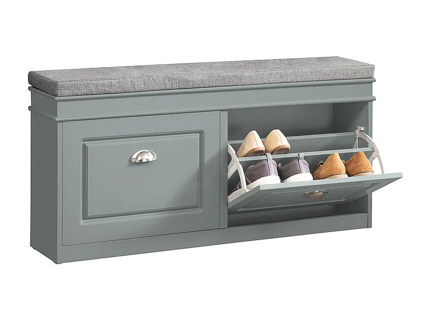 Banc de Rangement à Chaussures Armoire à Chaussures 2 Abattants avec Coussin Confortable, FSR64-HG