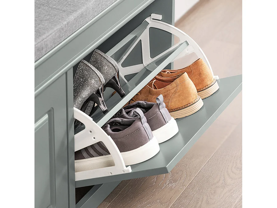 Banc de Rangement à Chaussures Armoire à Chaussures 2 Abattants avec Coussin Confortable, FSR64-HG