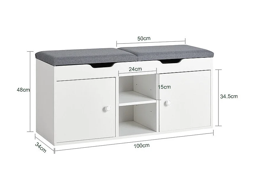 Banc À Chaussures Meuble Entrée Meuble Chaussures Commode À Chaussures Coussin Rembourré, Fsr96-w