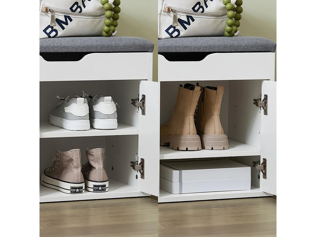 Banc À Chaussures Meuble Entrée Meuble Chaussures Commode À Chaussures Coussin Rembourré, Fsr96-w