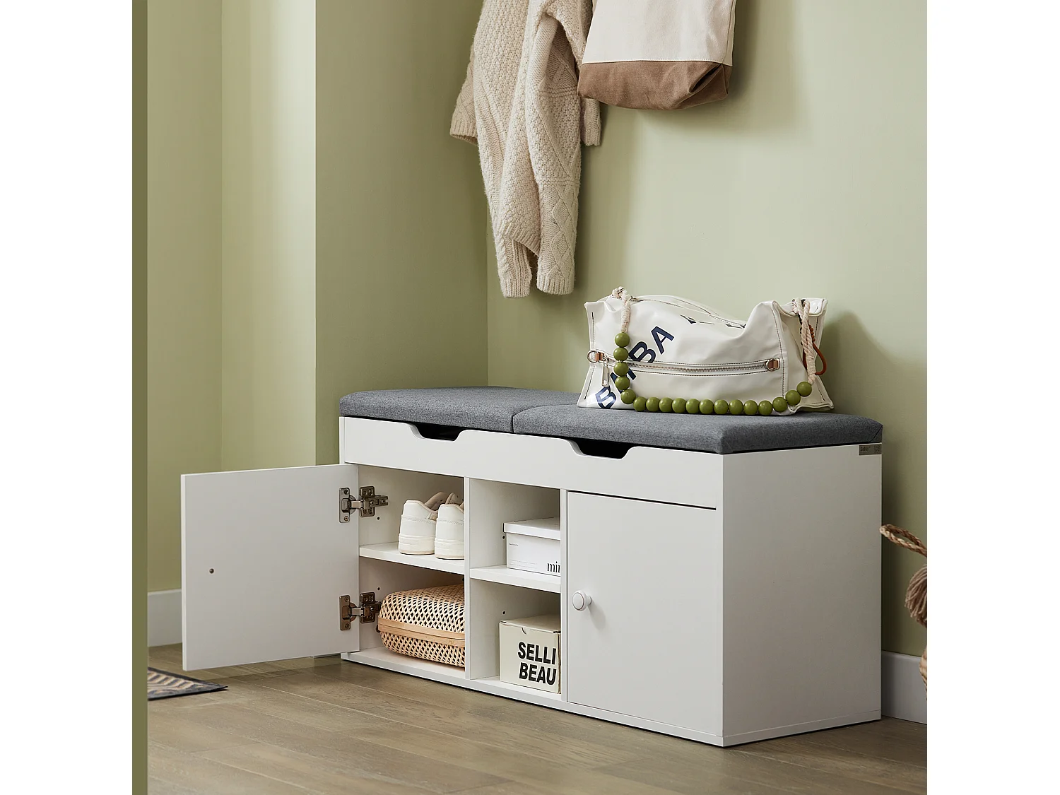 Banc À Chaussures Meuble Entrée Meuble Chaussures Commode À Chaussures Coussin Rembourré, Fsr96-w