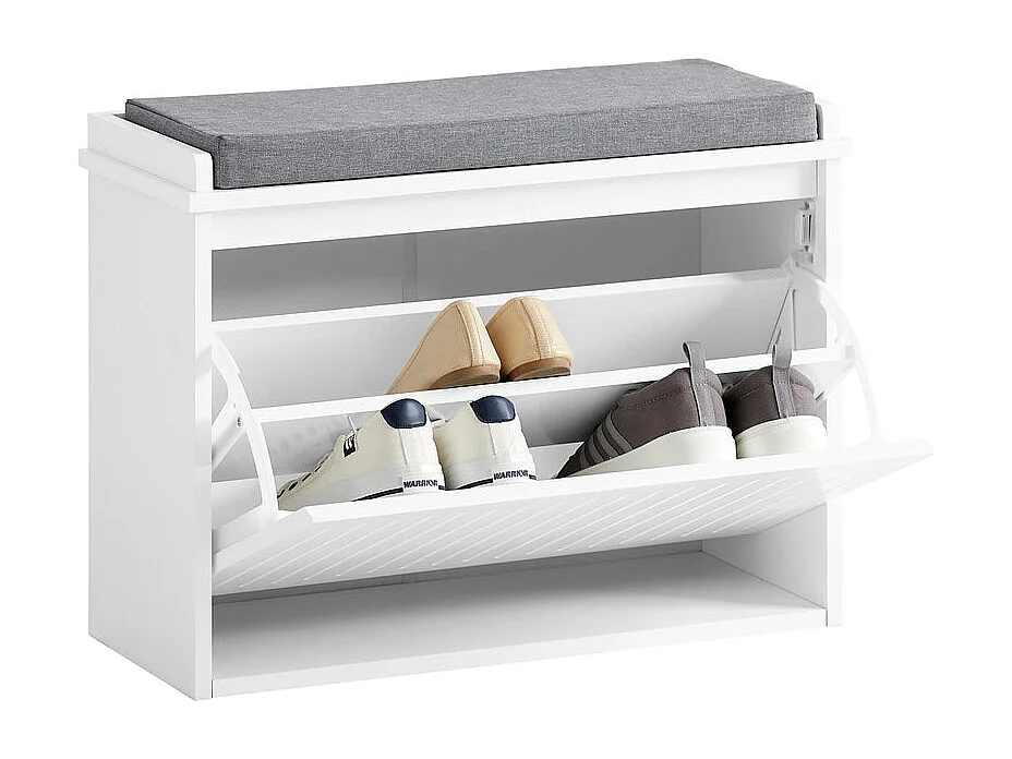 SoBuy FSR98-W Schoenenbank Schoenenrek met Gewatteerde Kussenzitting en Drop Leaf Schoenopslagbank