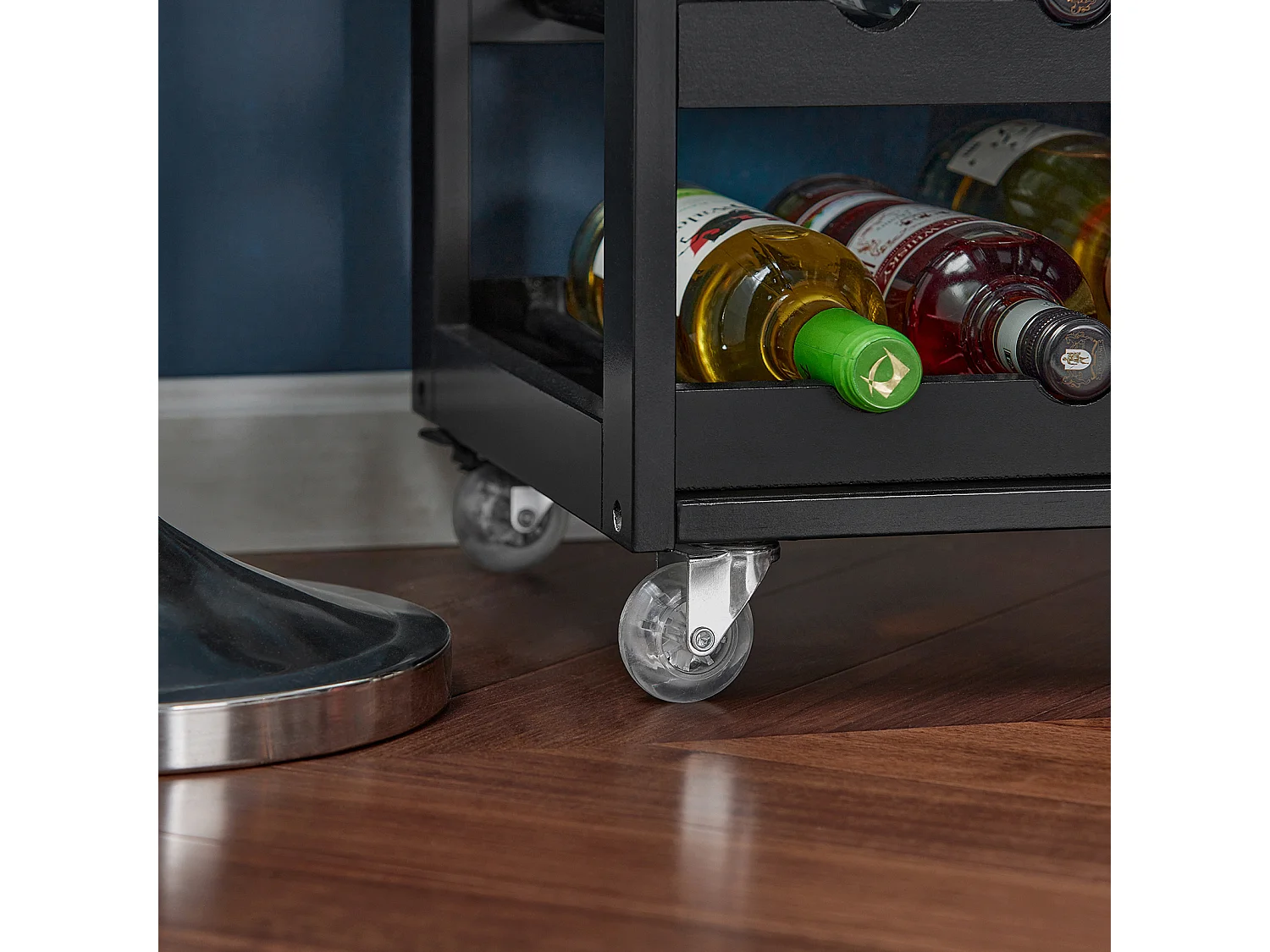 SoBuy Carrello di servizio Credenza in legno mobile cucina Nero FKW45-SCH