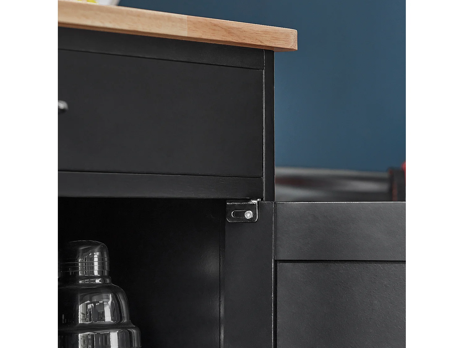 Desserte Chariot De Cuisine De Service Roulant, Meuble Armoire De Rangement Cusine Noir, Fkw45-sch