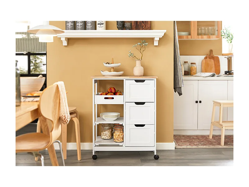 SoBuy Wózek kuchenny Serwisowy szuflady Półki FKW79-W
