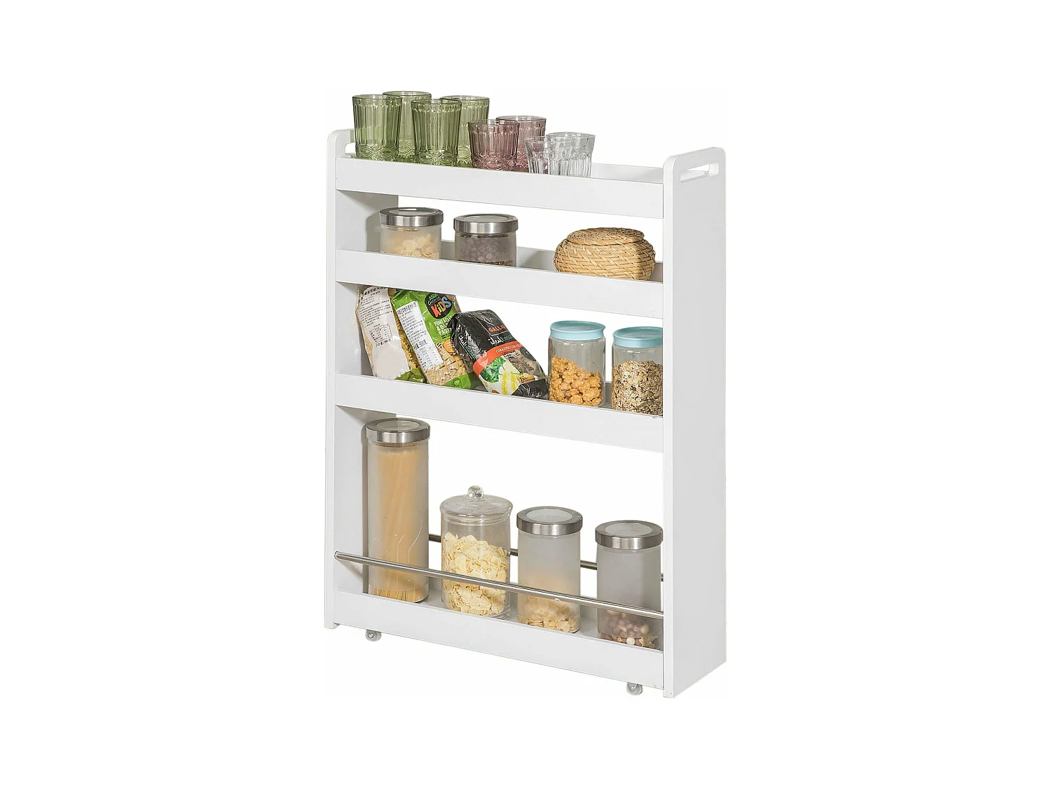 Chariot de Service Étagère roulettes roulettes 4 Étages Blanc de SoBuy NSR01-W SoBuy