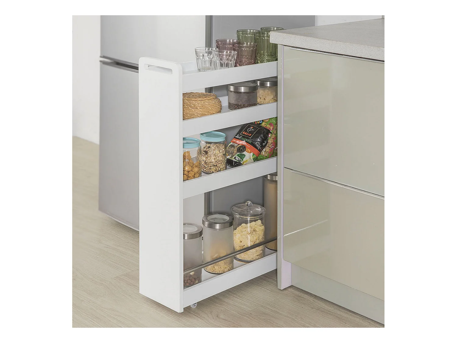 Chariot de Service Étagère roulettes roulettes 4 Étages Blanc de SoBuy NSR01-W SoBuy