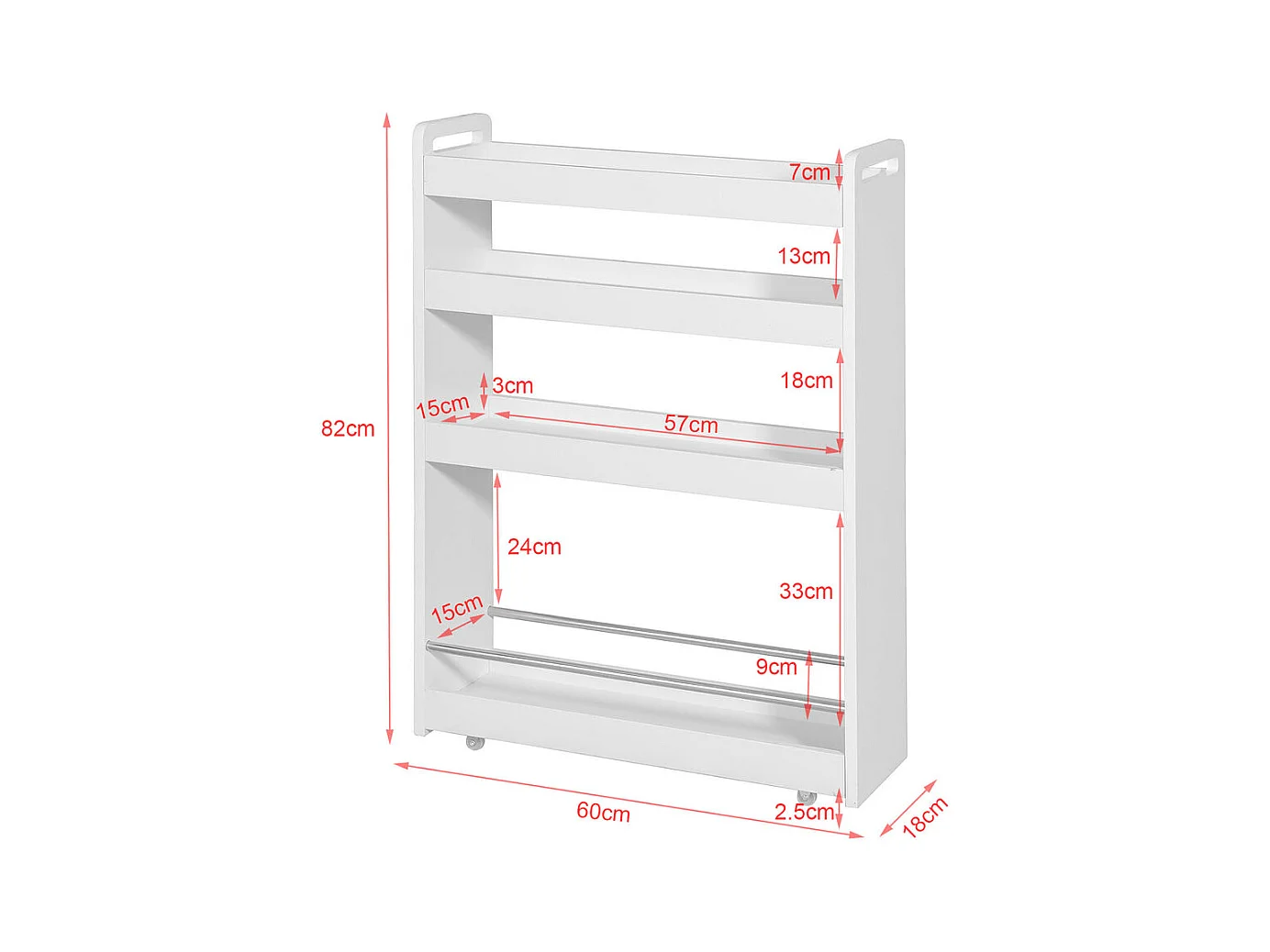 Chariot de Service Étagère roulettes roulettes 4 Étages Blanc de SoBuy NSR01-W SoBuy