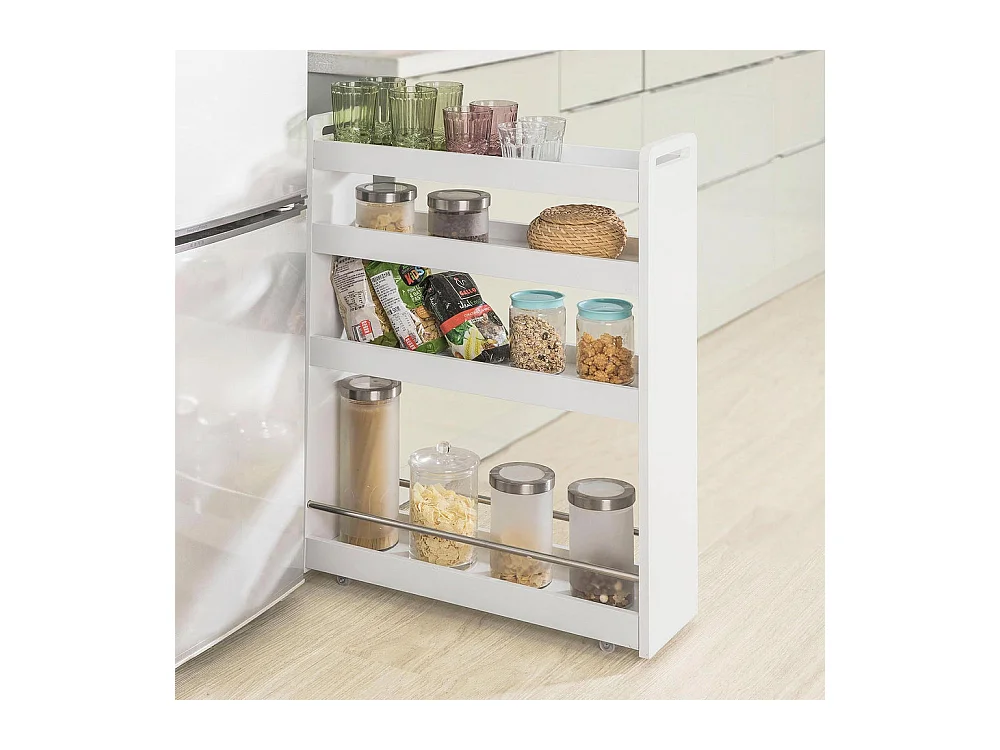 Chariot de Service Étagère roulettes roulettes 4 Étages Blanc de SoBuy NSR01-W SoBuy