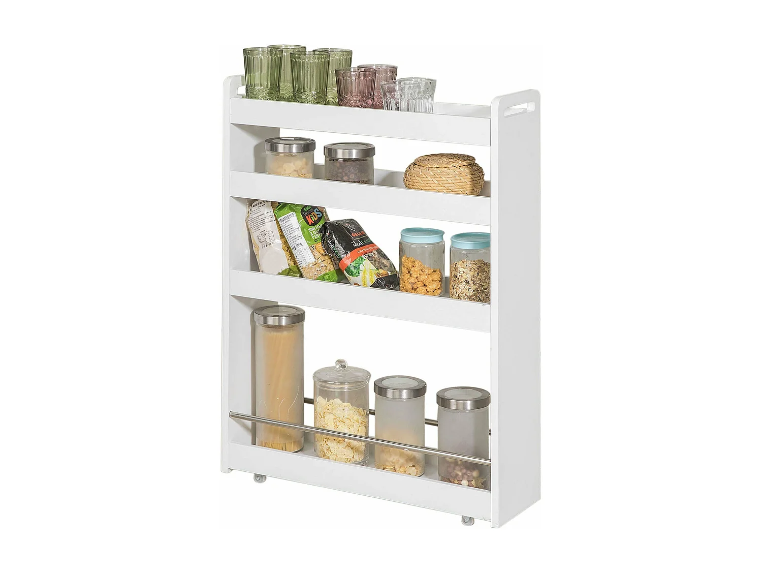 Chariot de Service Étagère roulettes roulettes 4 Étages Blanc de SoBuy NSR01-W SoBuy