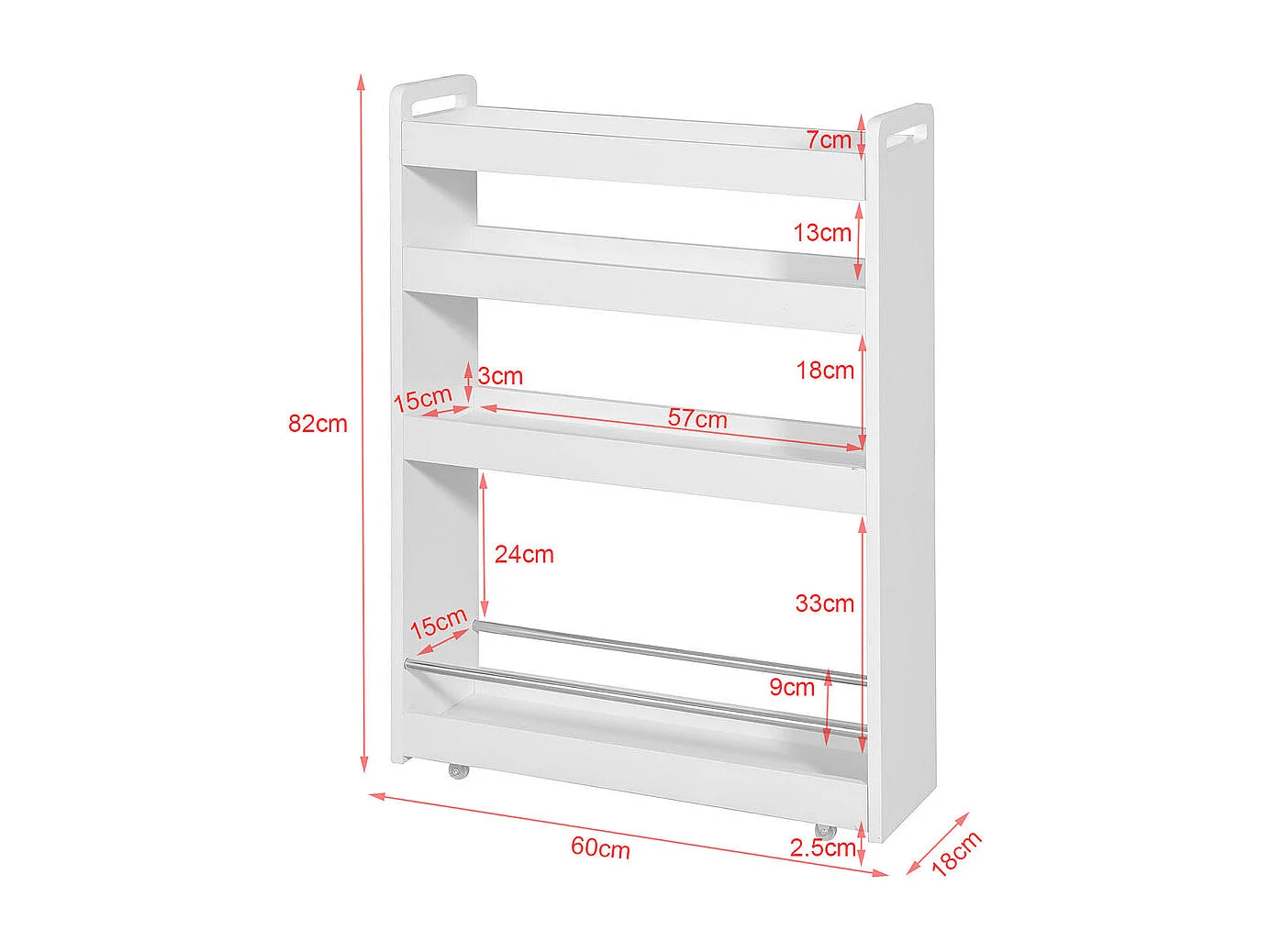 Chariot de Service Étagère roulettes roulettes 4 Étages Blanc de SoBuy NSR01-W SoBuy