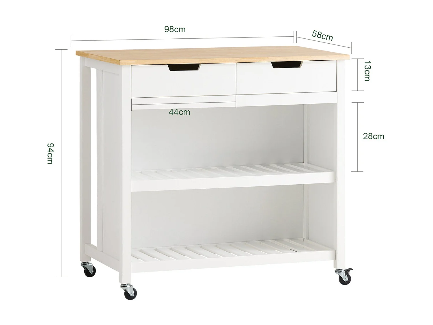 SoBuy armário de cozinha, carrinho de cozinha, carrinho de cozinha com rodas FKW74-WN