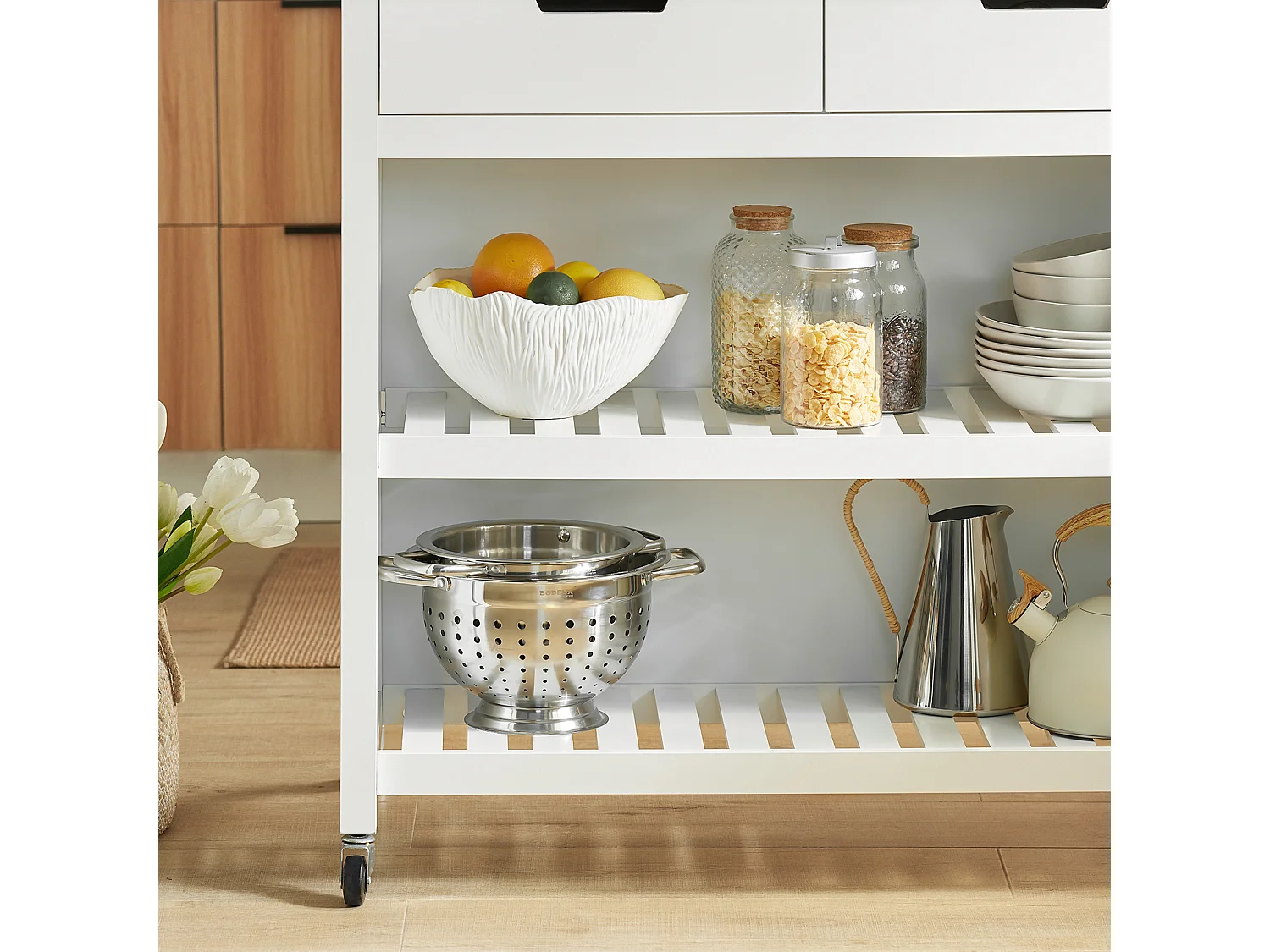 SoBuy armário de cozinha, carrinho de cozinha, carrinho de cozinha com rodas FKW74-WN