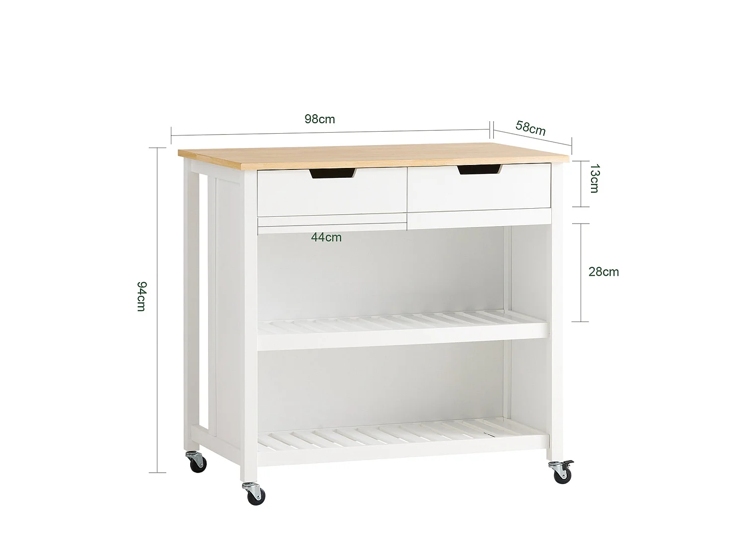 Kücheninsel FKW74-WN 100 x 94 x 60 cm Weiß