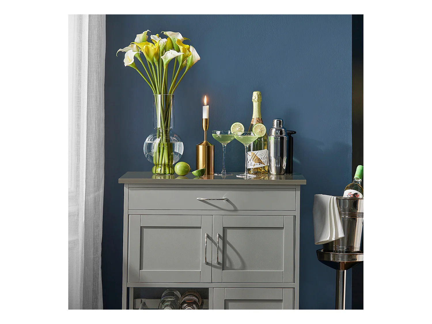 SoBuy FKW45-HG Serveerwagen Rollende Keukenwagen, Keuken Opbergkast op Wielen, Roestvrijstalen Lade, Grijs