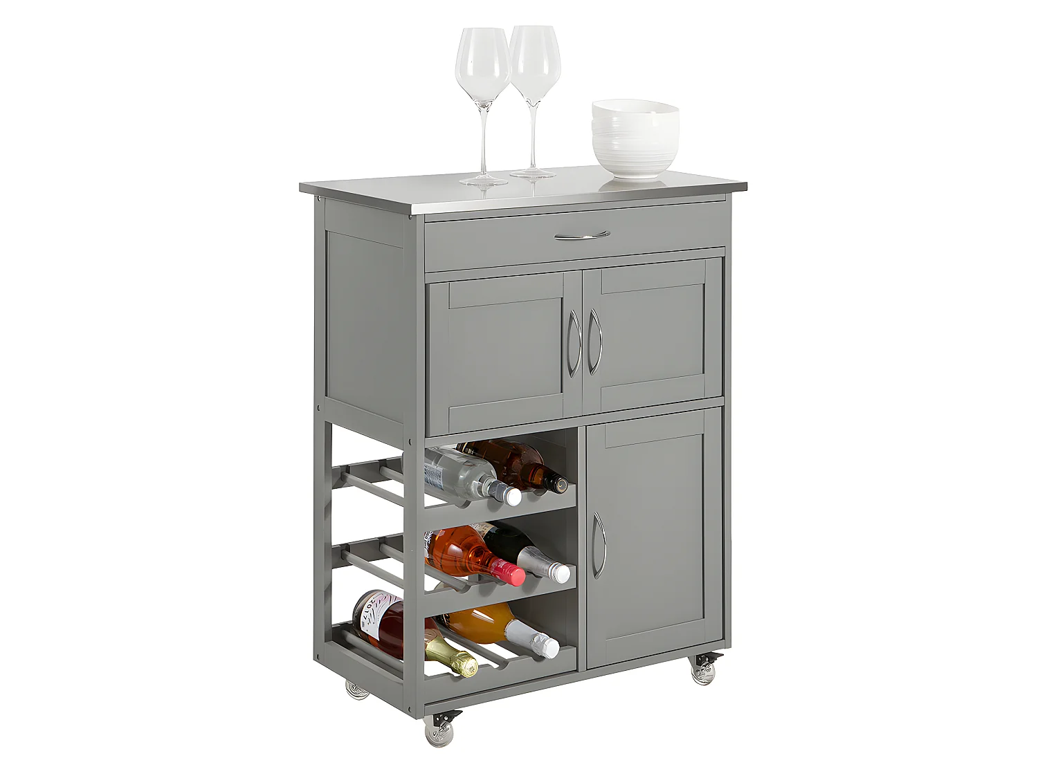 Desserte Chariot de Cuisine de Service Roulant, Meuble Armoire de Rangement cusine, FKW45-HG
