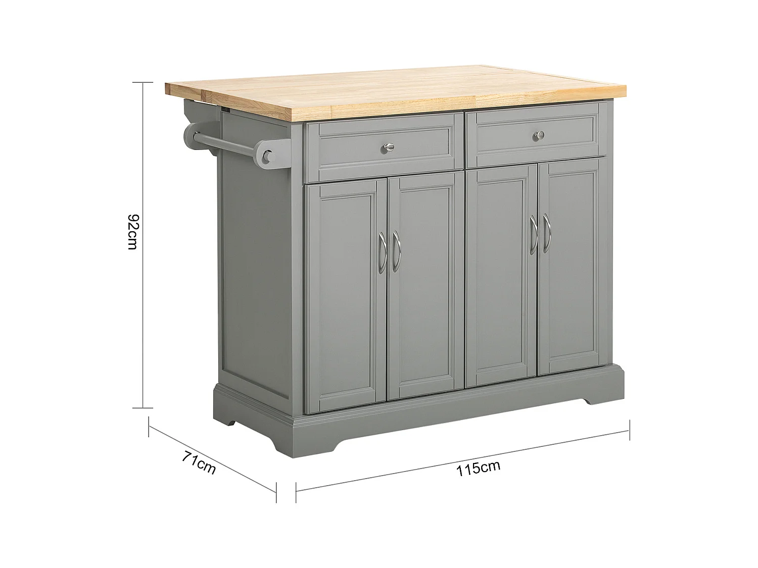 îlot de Cuisine Desserte sur roulettes Meuble de Cuisine avec Plans de Travail Rabattable, FKW71-HG