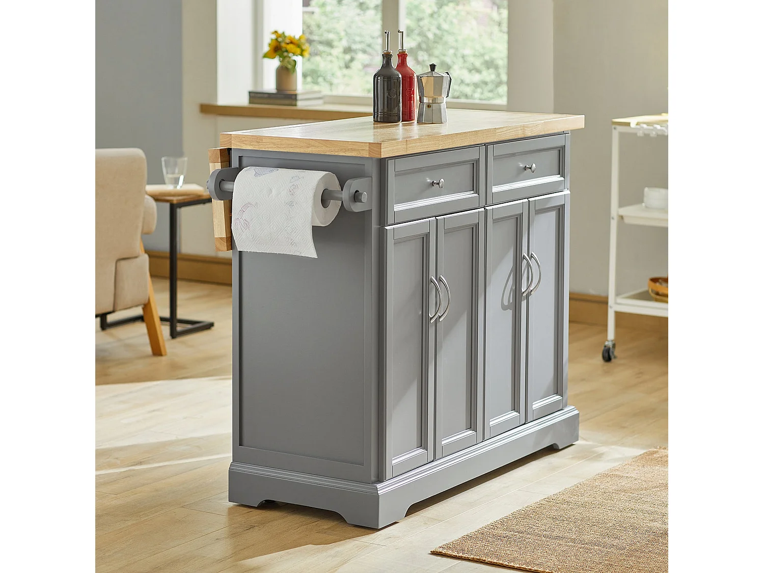 SoBuy armário de cozinha, carrinho de cozinha, carrinho de cozinha com rodas FKW71-HG