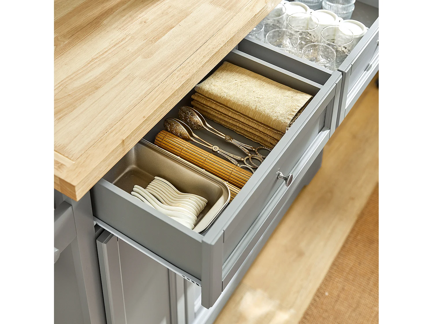 SoBuy armário de cozinha, carrinho de cozinha, carrinho de cozinha com rodas FKW71-HG