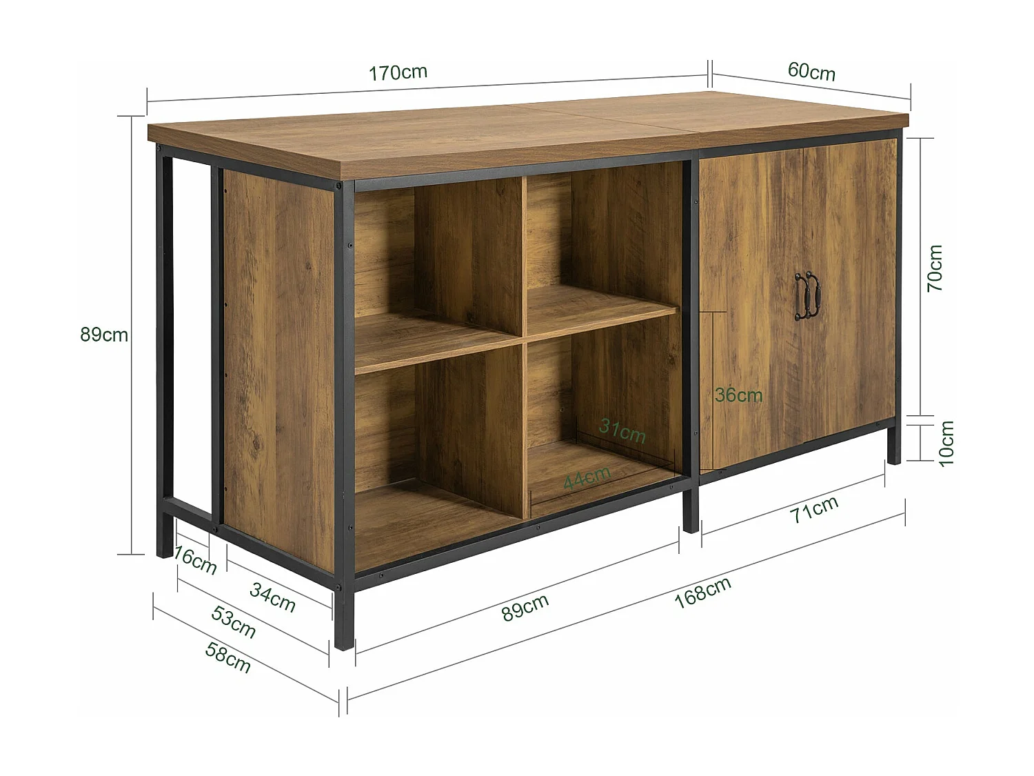 SoBuy Isola cucina Mobile da cucina autoportante Credenza Tavolo da bar design industriale 170x60x89cm KNL01-F