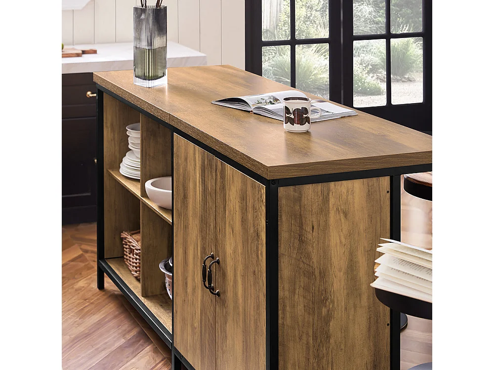 SoBuy Isola cucina Mobile da cucina autoportante Credenza Tavolo da bar design industriale 170x60x89cm KNL01-F