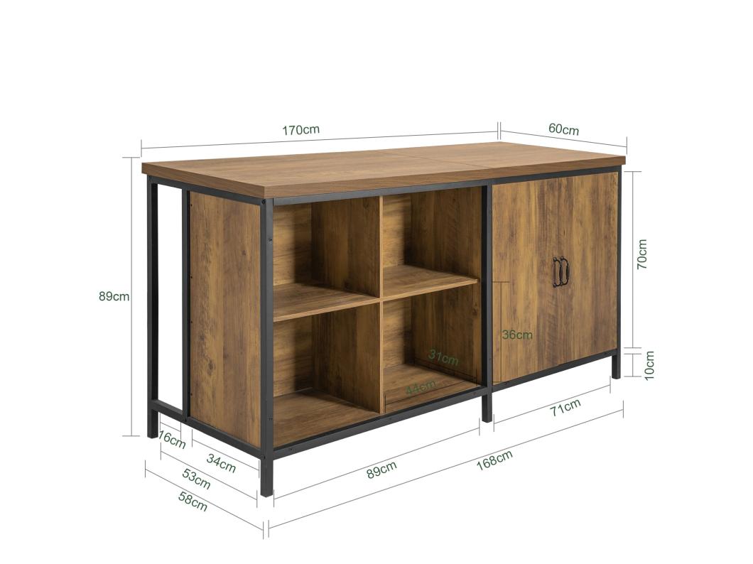 Sobuy KNL01-F Keukeneiland - Keukenkast - Keuken Werktafel - Opbergkast - Dressoir - Kast met 2 Deuren, 4 Kubusvakken