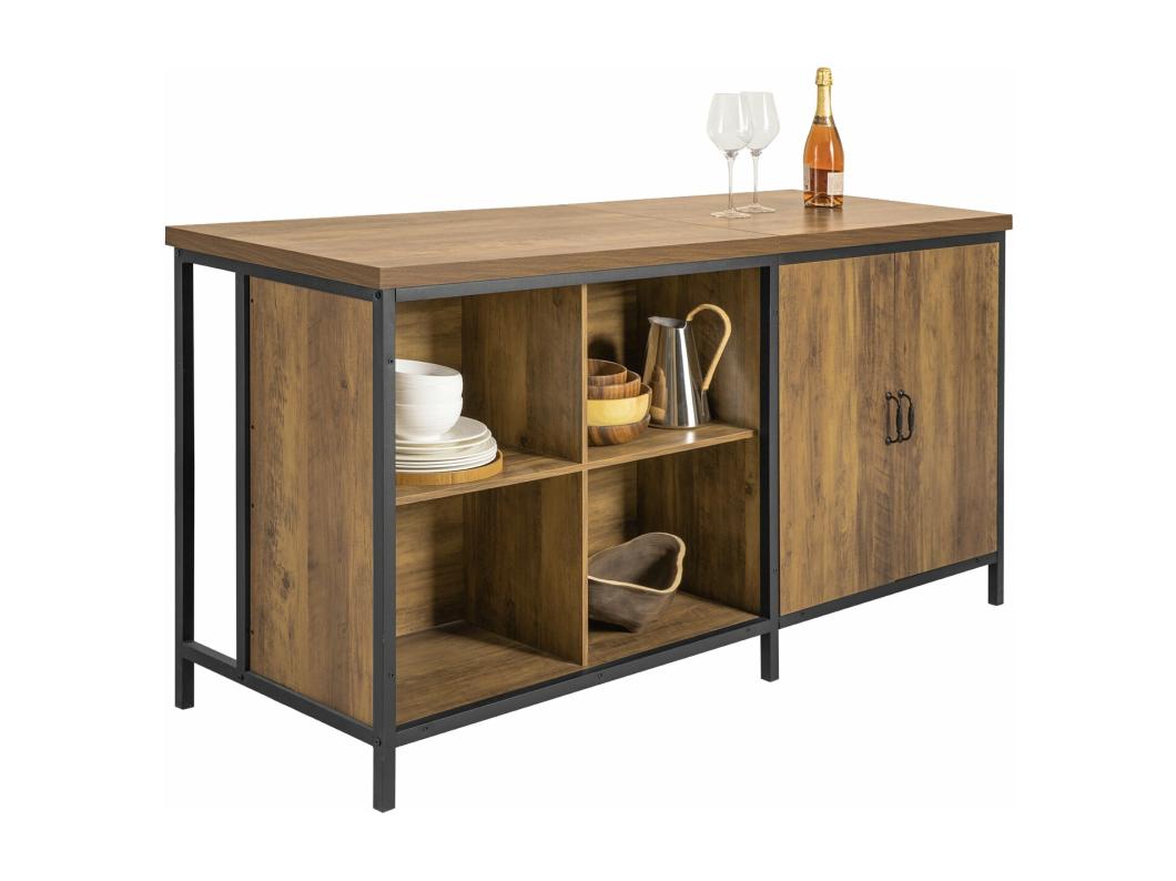 Sobuy KNL01-F Keukeneiland - Keukenkast - Keuken Werktafel - Opbergkast - Dressoir - Kast met 2 Deuren, 4 Kubusvakken