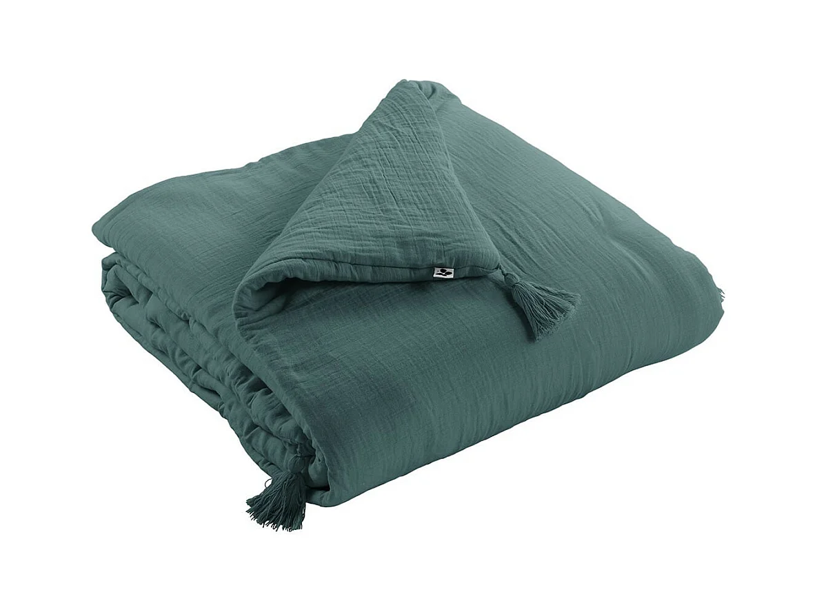 OUREA - Couvre-pied 150x150cm Capitonné Gaze de Coton Canard