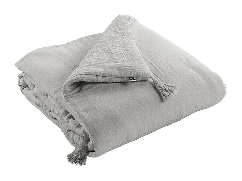 OUREA - Couvre-pied 150x150cm Capitonné Gaze de Coton Nuage