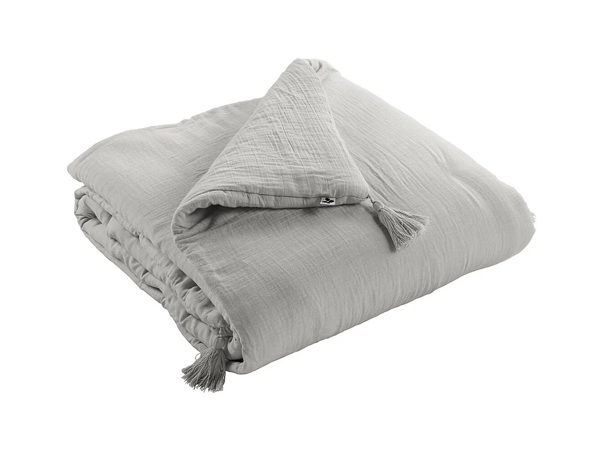 OUREA - Couvre-pied 150x150cm Capitonné Gaze de Coton Nuage