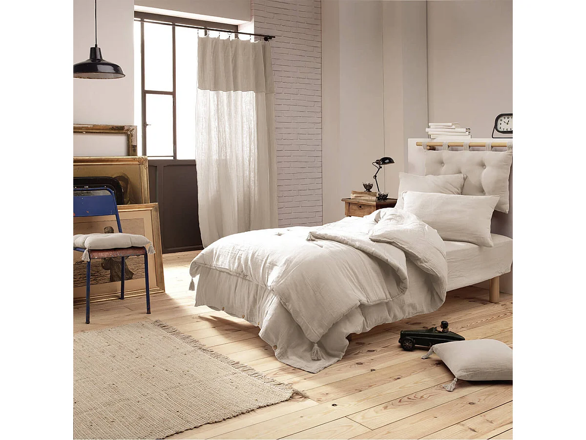 OUREA - Couvre-pied 150x150cm Capitonné Gaze de Coton Pampa