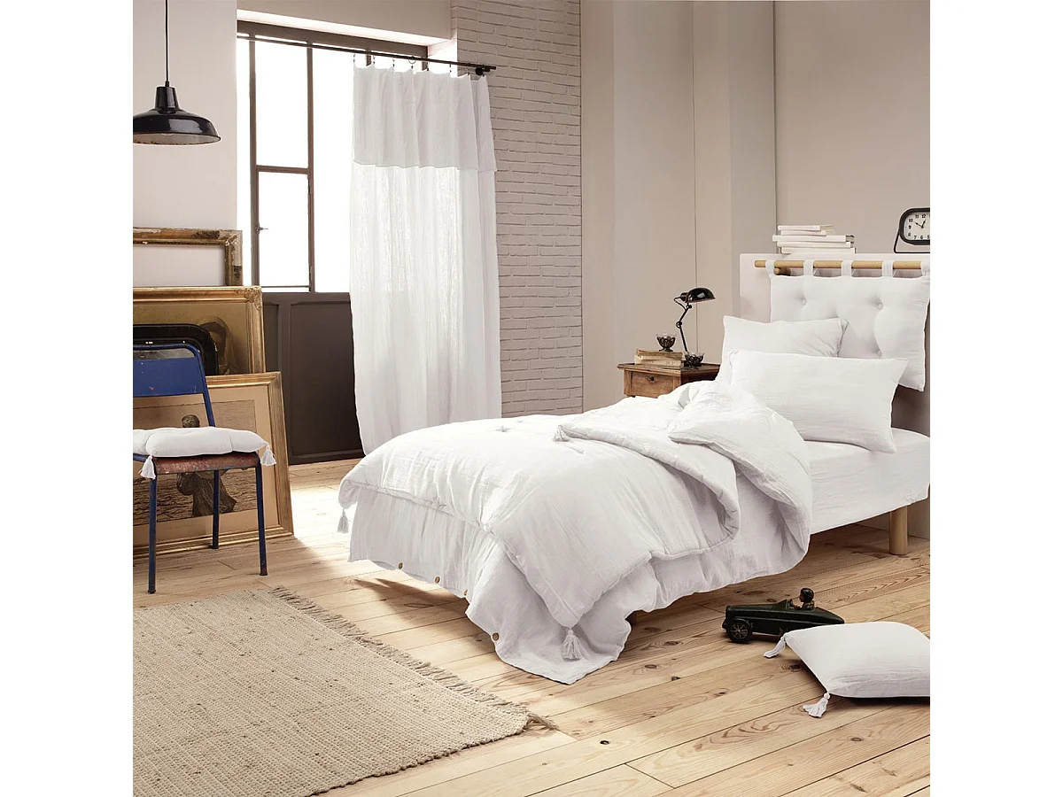 OUREA - Couvre-pied 150x150cm Capitonné Gaze de Coton Chantilly