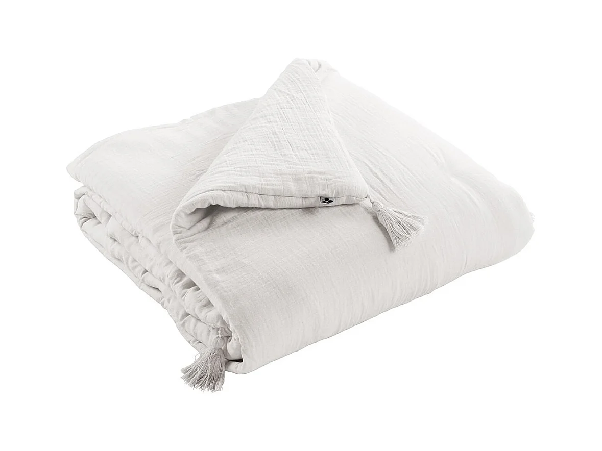 OUREA - Couvre-pied 150x150cm Capitonné Gaze de Coton Chantilly
