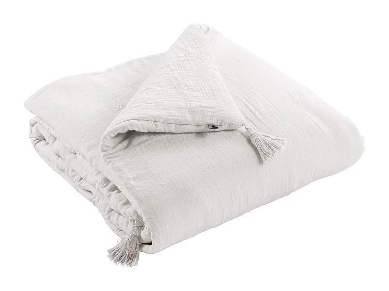 OUREA - Couvre-pied 150x150cm Capitonné Gaze de Coton Chantilly