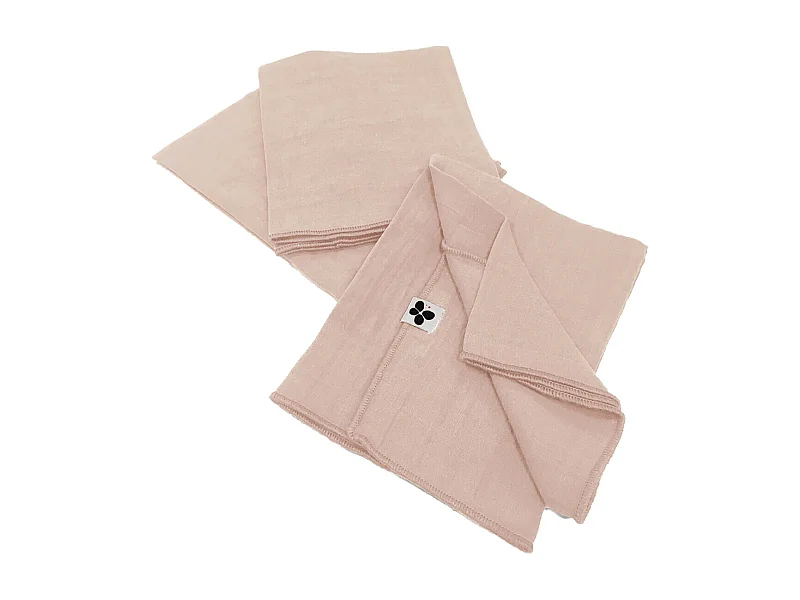 OUREA - Lot de 3 Serviettes 40x40cm Gaze de Coton Guimauve