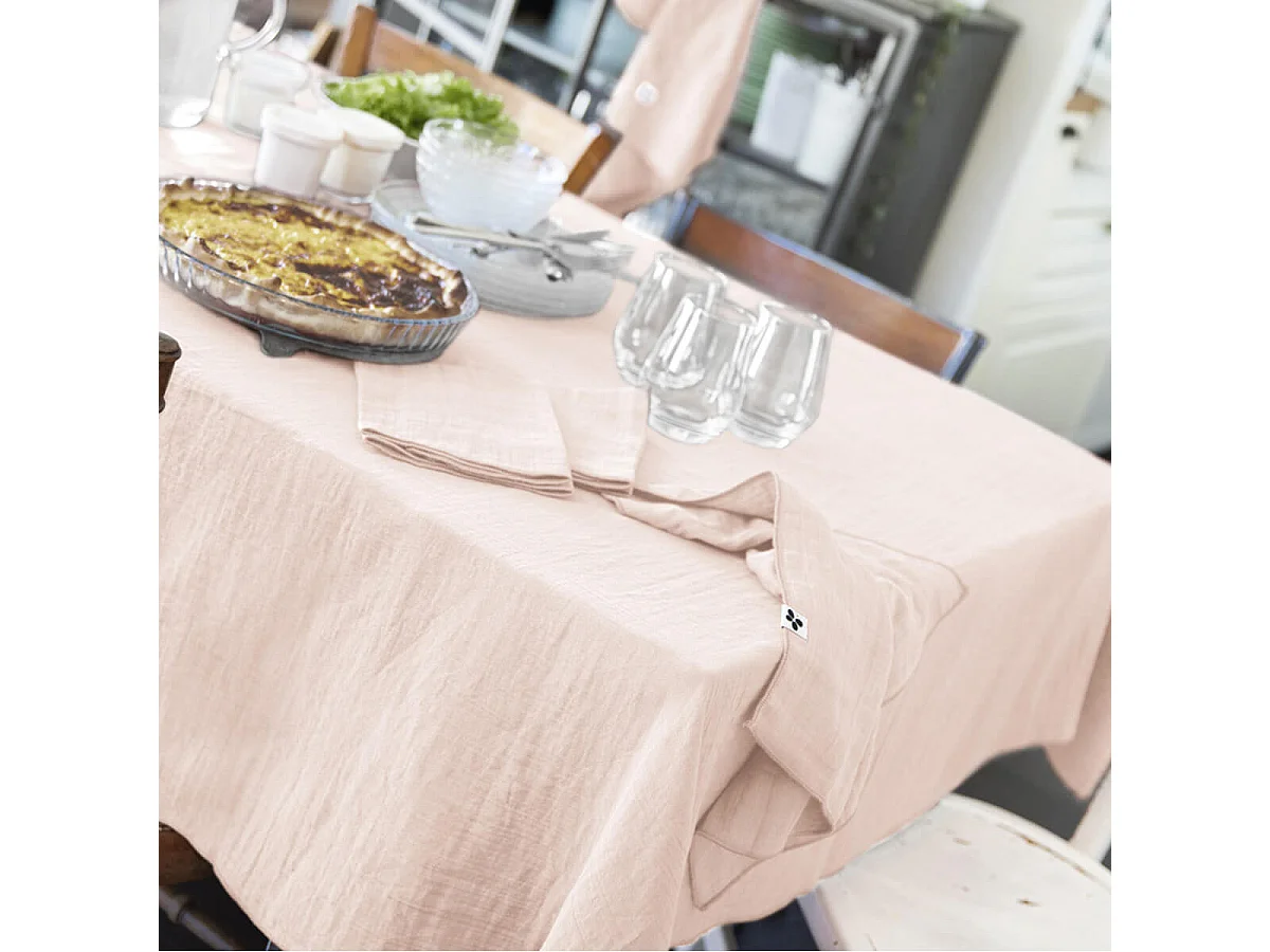 OUREA - Lot de 3 Serviettes 40x40cm Gaze de Coton Guimauve