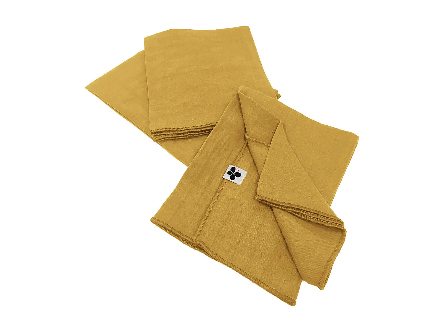 OUREA - Lot de 3 Serviettes 40x40cm Gaze de Coton Safran