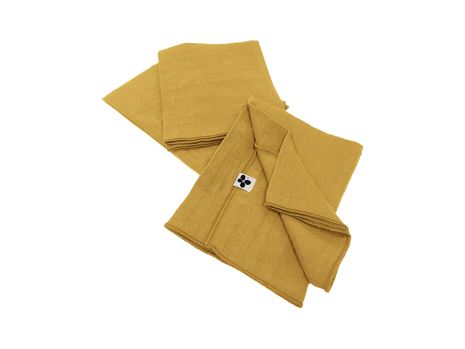 OUREA - Lot de 3 Serviettes 40x40cm Gaze de Coton Safran