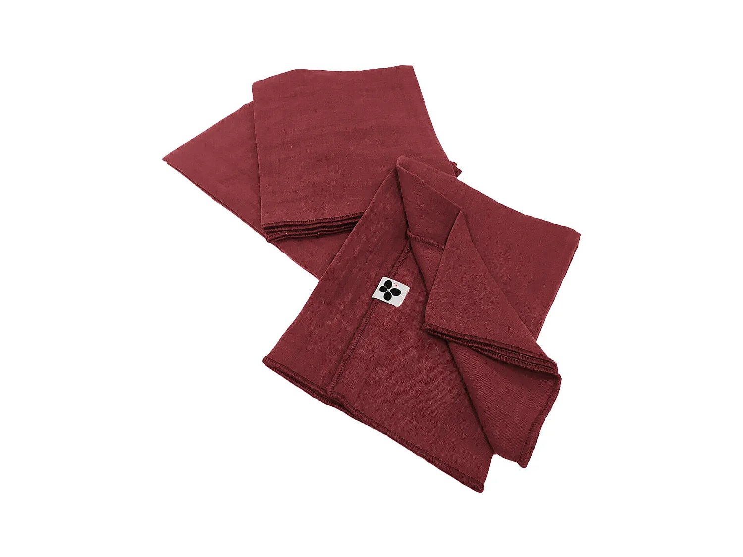 OUREA - Lot de 3 Serviettes 40x40cm Gaze de Coton Lie de Vin
